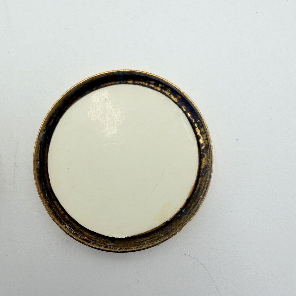 Vintage JAPAN Damascene Style Pill Box Gold Tone Floral Scroll Design - Picture 6 of 8